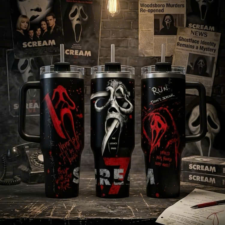 Ghostface Run Don’t Scream Tumbler 40oz 1pc Ghostface Run Don’t Scream Tumbler 40oz 1pc