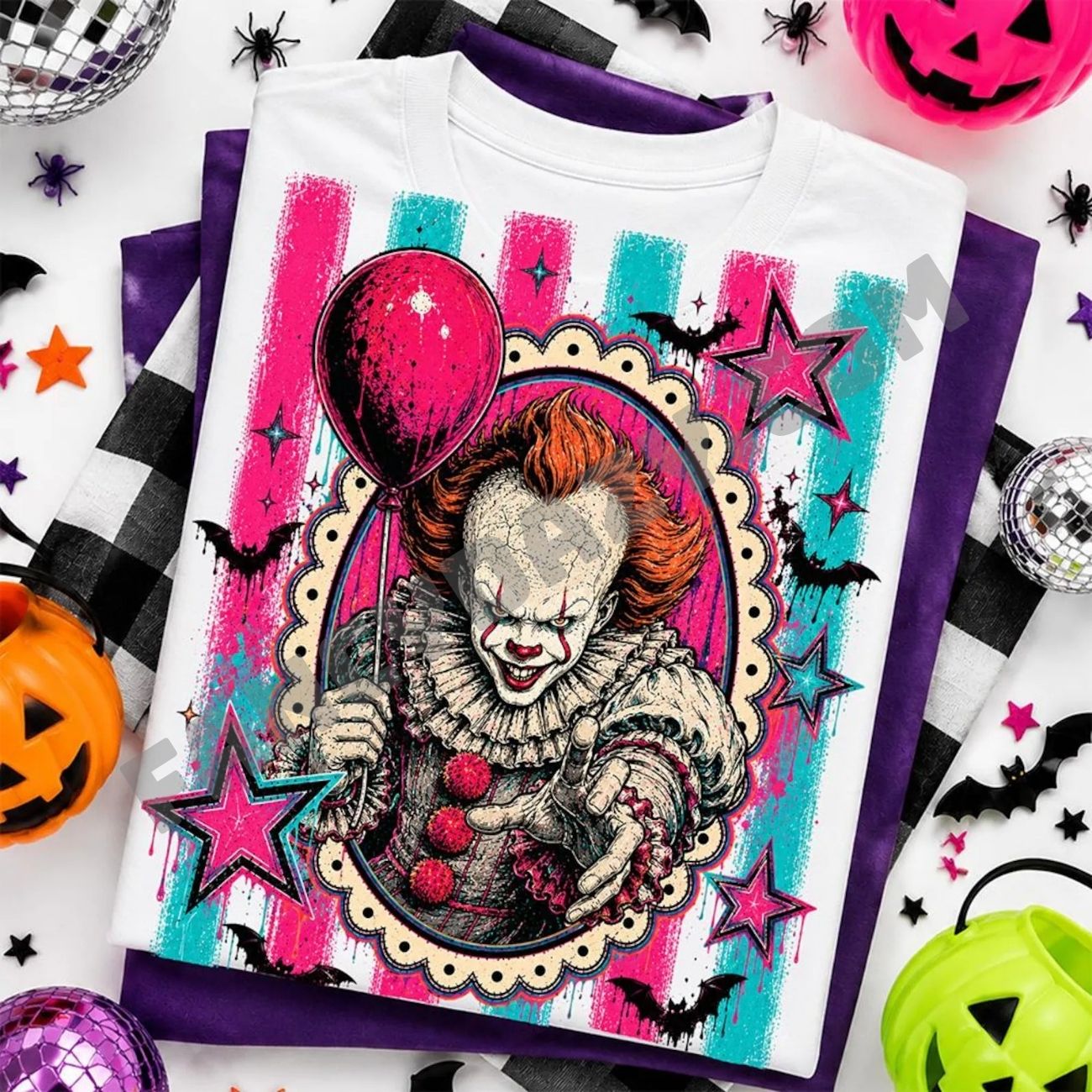 Retro Neon Striped Horror Villains Shirt Retro Neon Striped Horror Villains Shirt