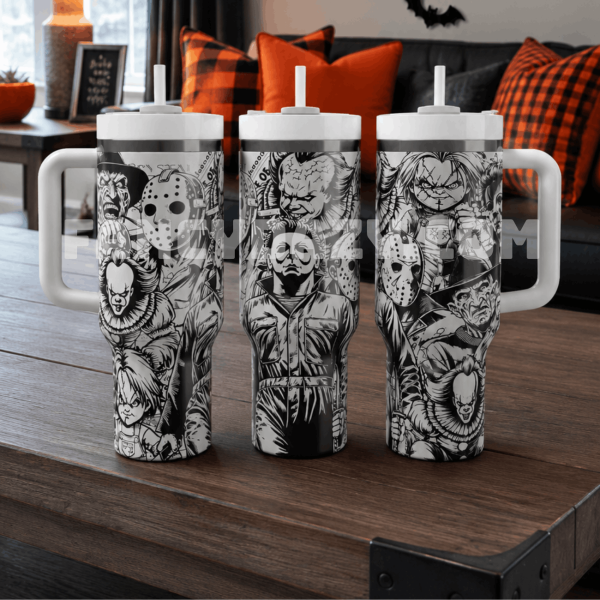Vintage Black & White Horror Movie Characters Tumbler