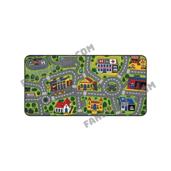 Retro Kids Map Desk Mat, 90s Nostalgia Play Carpet Mouse Pad
