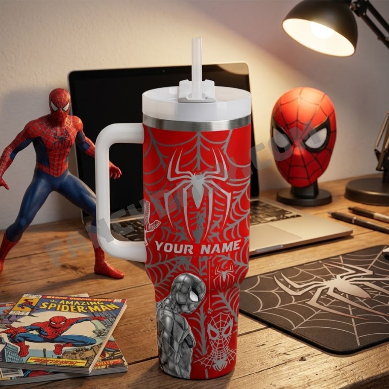 Spiderman Custom Name Tumbler with Handle Spiderman Custom Name Tumbler with Handle