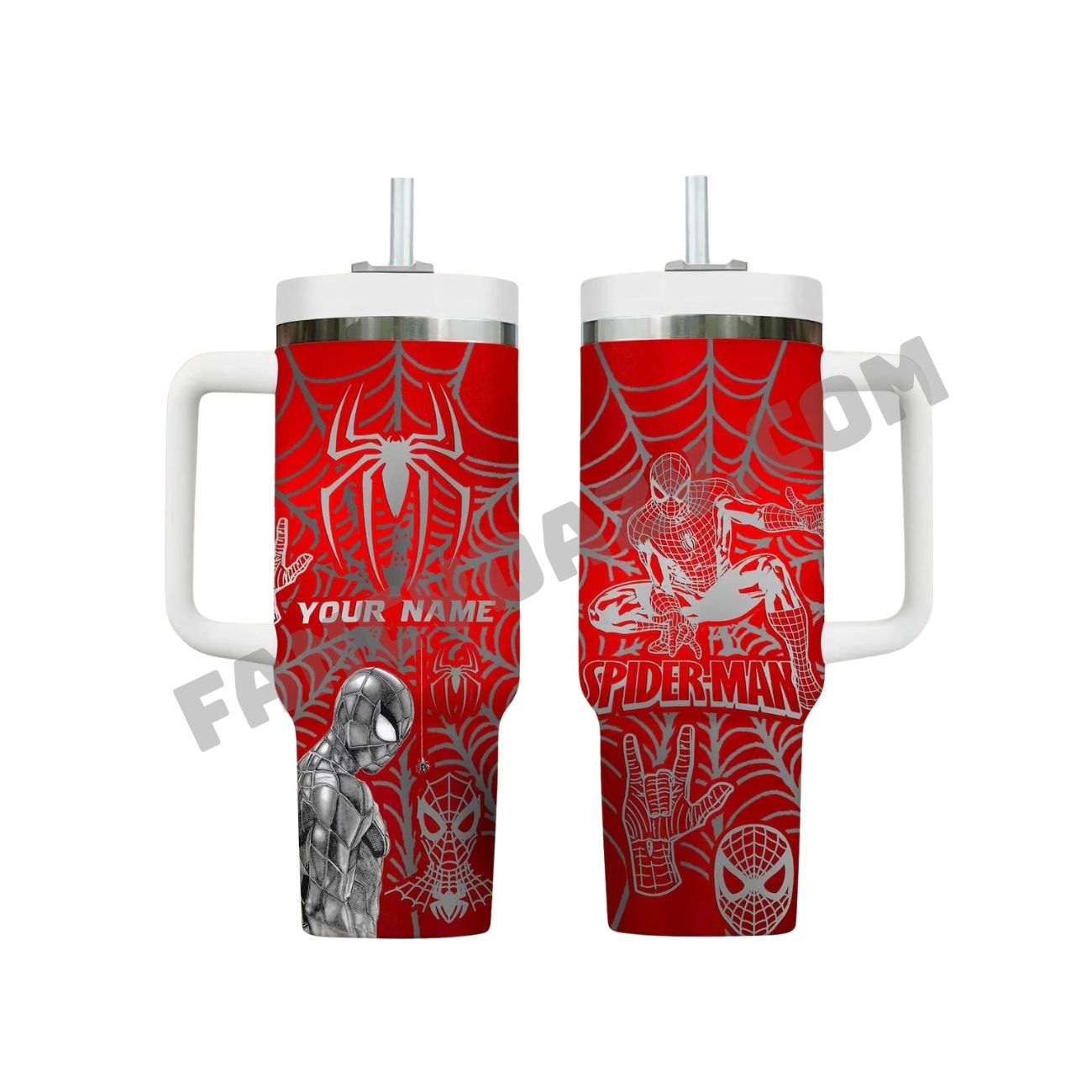 Spiderman Custom Name Tumbler with Handle Spiderman Custom Name Tumbler with Handle