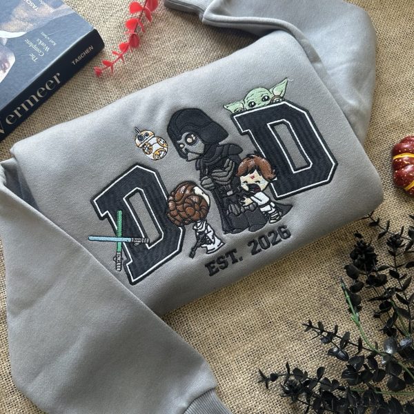 Star War Dad Est 2026 Embroidered Sweatshirt